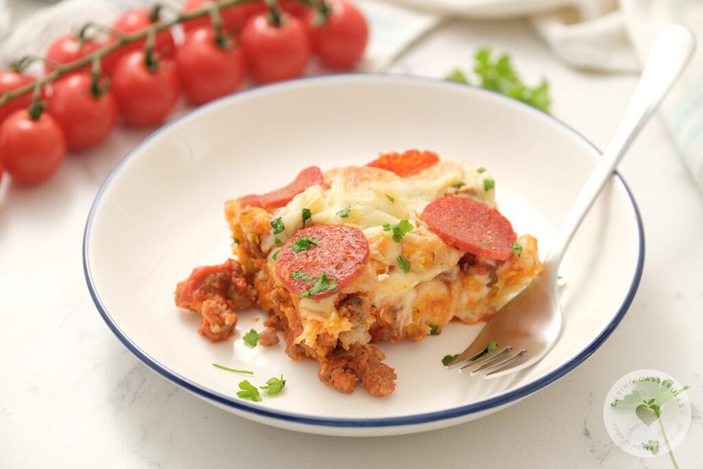 piece of bubble pizza on white plate