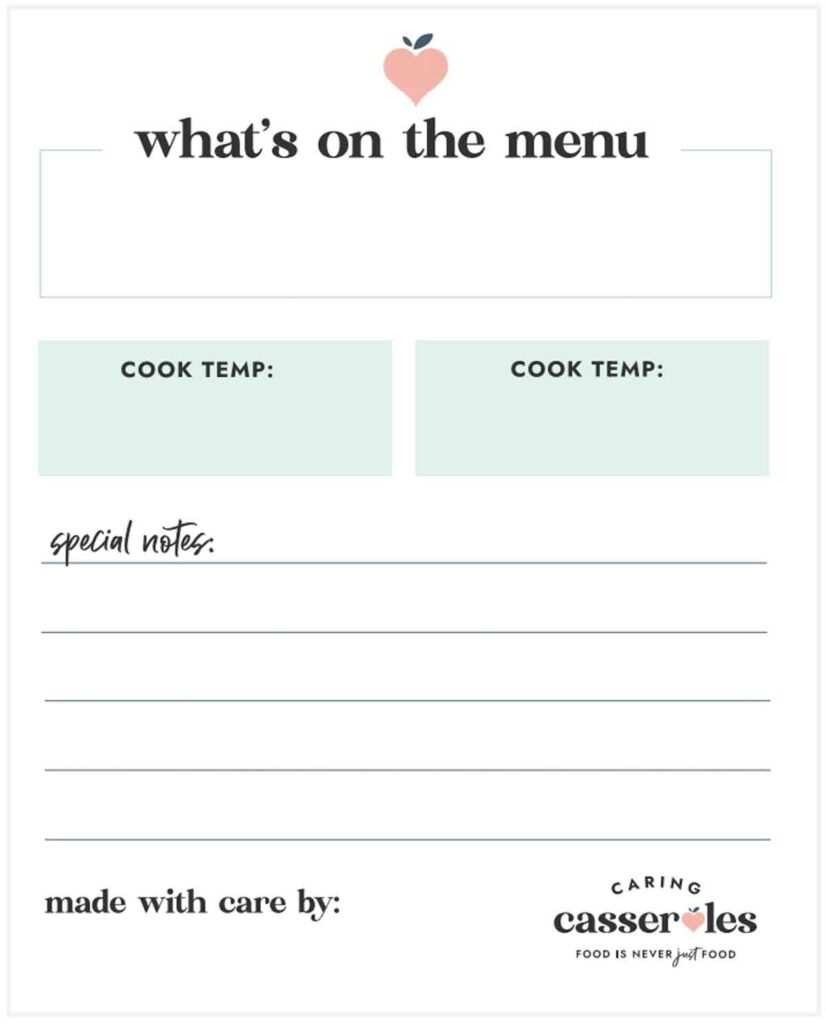 free printable meal label
