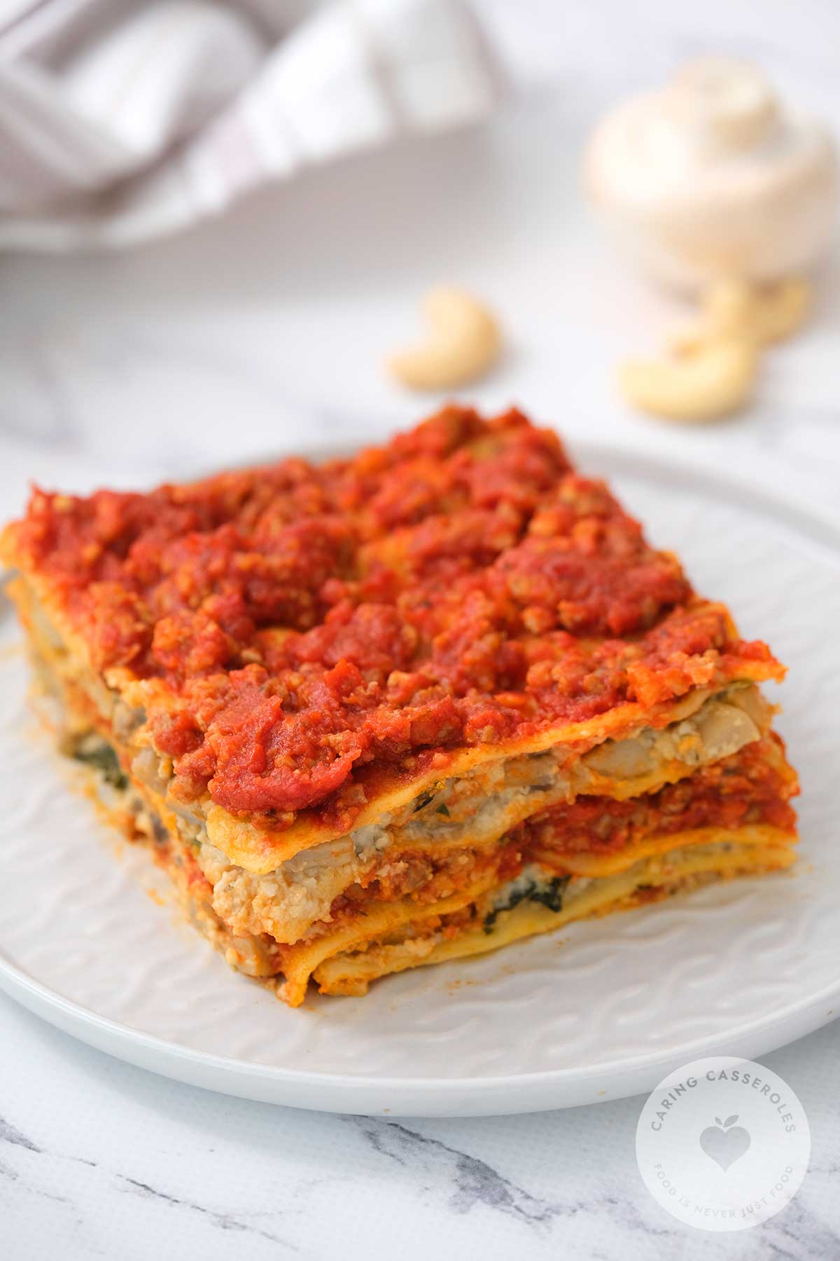 dairy free gluten free lasagna on white plate