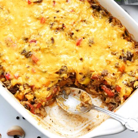 Stuffed Bell Pepper Casserole ready to serve.