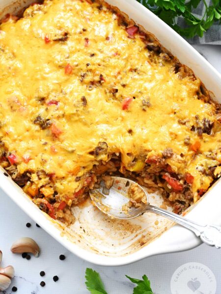 Stuffed Bell Pepper Casserole ready to serve.