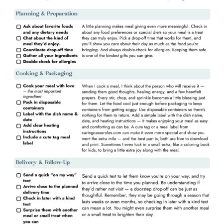 meal giving checklist