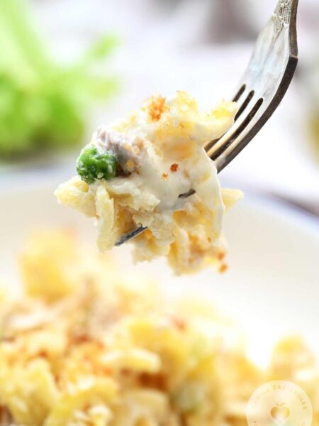 Tuna Noodle Casserole made from a recipe from Caring Casserole.