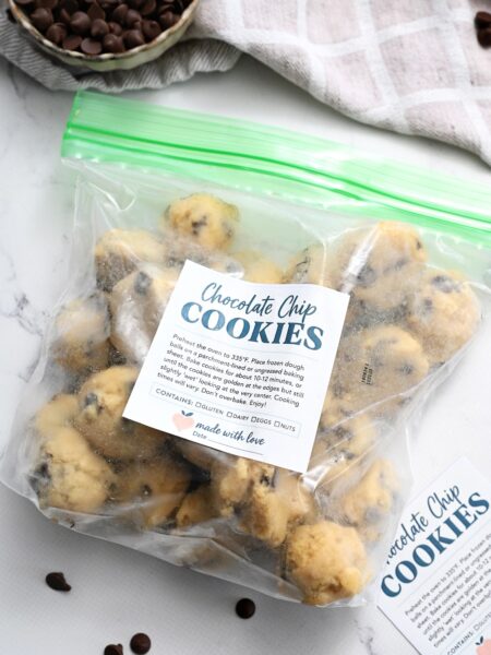 Cookie dough balls fresh from the refrigerator.