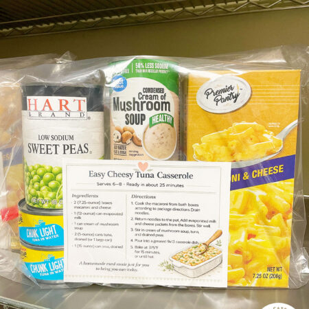 meal in a bag on a shelf