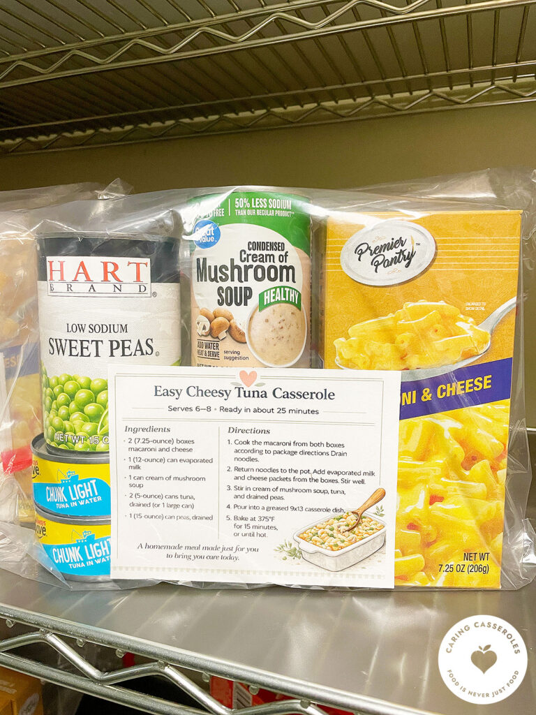 meal in a bag on a shelf